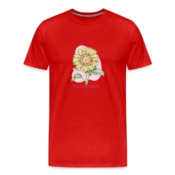 Sonnenblume gewöhnliche botanische Zeichnung - Männer Premium Bio T-Shirt - Rot - Vorne - Damien (186cm)