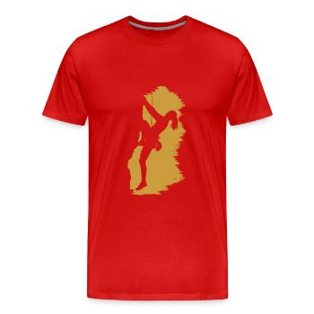 escalade fille grimpeuse un roccher - T-shirt bio Premium Homme - rouge - Devant - Damien (186cm)