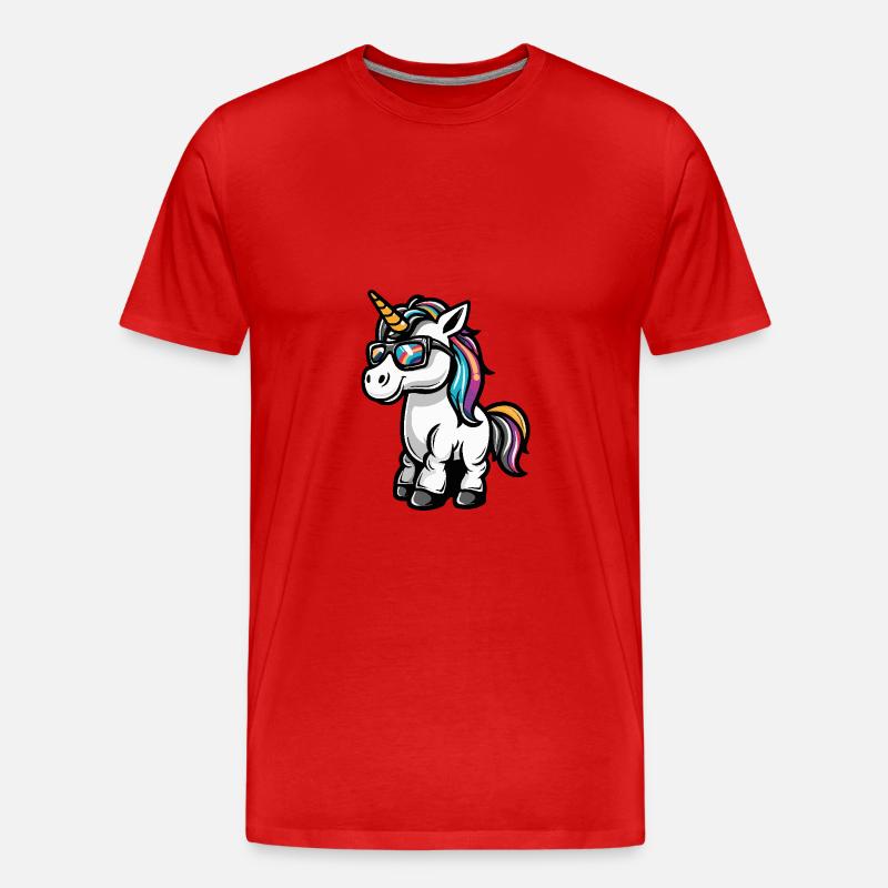 Einhorn Cool Comic - Männer Premium Bio T-Shirt - Rot