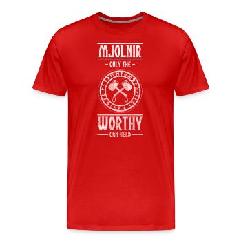 Thor Valhalla Gods German - Men's Premium Organic T-Shirt - red - Front - Damien (186cm)
