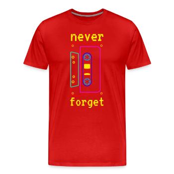 Kassette - Never forget - Vintage Retro - Männer Premium Bio T-Shirt - Rot - Vorne - Damien (186cm)