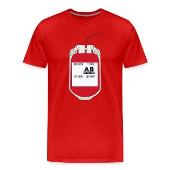 AB Positive Blood Bag - Men's Premium Organic T-Shirt - red - Front - Damien (186cm)
