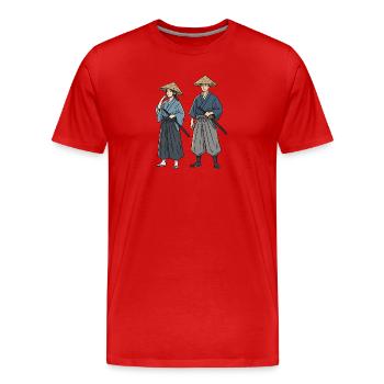 Duo de samouraïs en paire de kimono ronin - T-shirt bio Premium Homme - rouge - Devant - Damien (186cm)