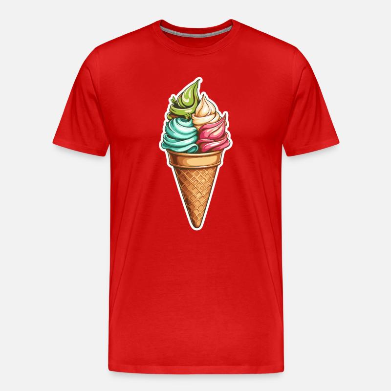 Bunte Swirl-Eiswaffel Muster - Männer Premium Bio T-Shirt - Rot