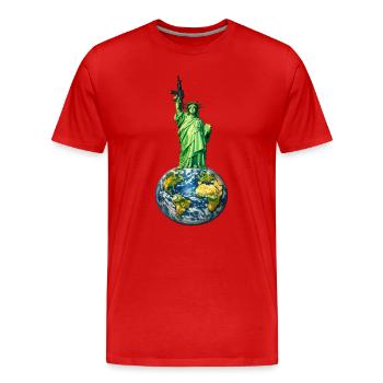 Freiheitsstatue mit M4-Karabiner - Männer Premium Bio T-Shirt - Rot - Vorne - Damien (186cm)