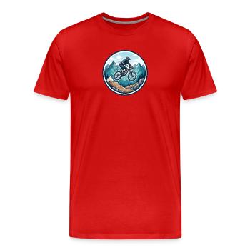 Autocollant VTT Adventure Mountain Adventure - T-shirt bio Premium Homme - rouge - Devant - Damien (186cm)