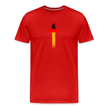 Drapeau de l’Allemagne Drapeau allemand Utilisé Look Home - T-shirt bio Premium Homme - rouge - Devant - Damien (186cm)