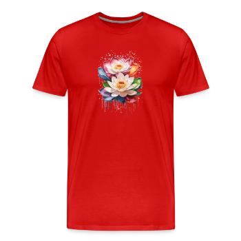 Lotusblume - Schöne bunte Blume, Lotus - Männer Premium Bio T-Shirt - Rot - Vorne - Damien (186cm)
