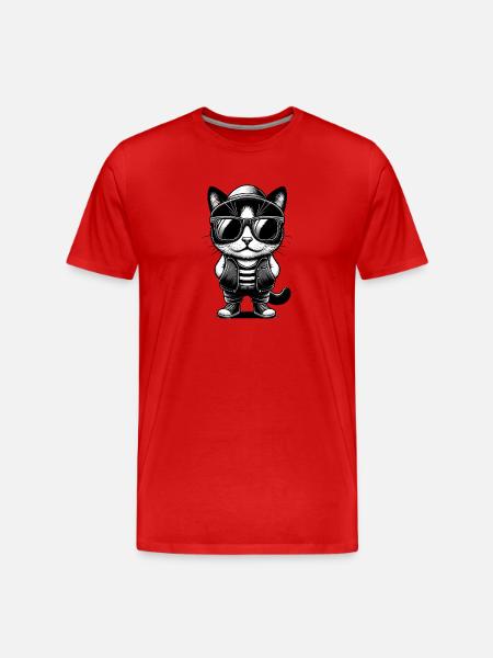 Cute cat with sunglasses - Men's Premium Organic T-Shirt - red