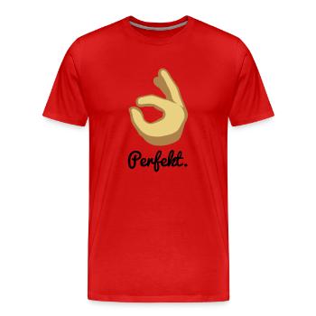 Perfekt. - Männer Premium Bio T-Shirt - Rot - Vorne - Damien (186cm)