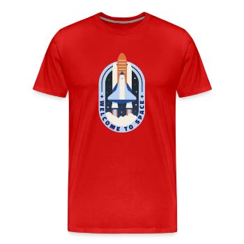 Willkommen im Weltraum Willkommen im Weltraum Gesc - Männer Premium Bio T-Shirt - Rot - Vorne - Damien (186cm)