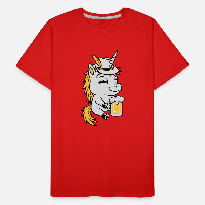 Licorne assise buvant de la bière T-shirt bio Premium Homme