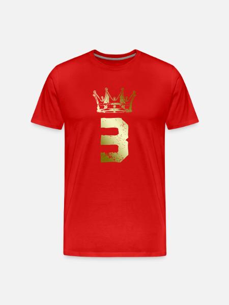 3 Zahl Krone - Männer Premium Bio T-Shirt - Rot