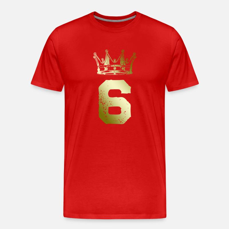 6 Zahl Krone - Männer Premium Bio T-Shirt - Rot