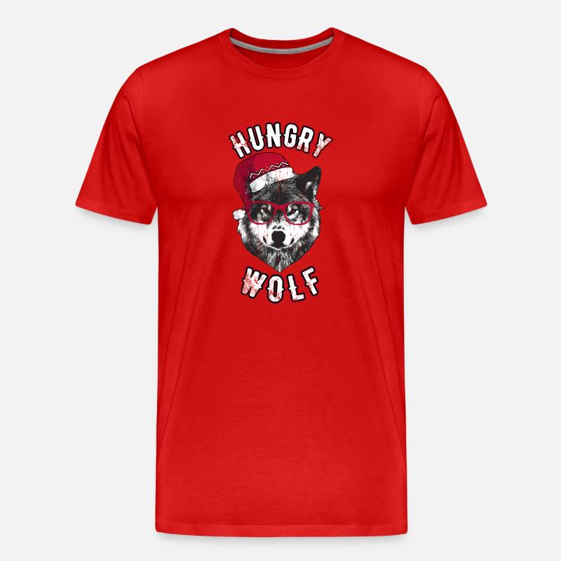 Hungry Wolf – Grumpy Christmas Wolf - Men's Premium Organic T-Shirt - red