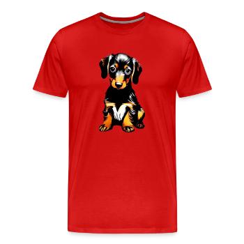 Chien Propriétaire Chiens Teckel Chien Chien Propriétaire Chien Propriétaire - T-shirt bio Premium Homme - rouge - Devant - Damien (186cm)