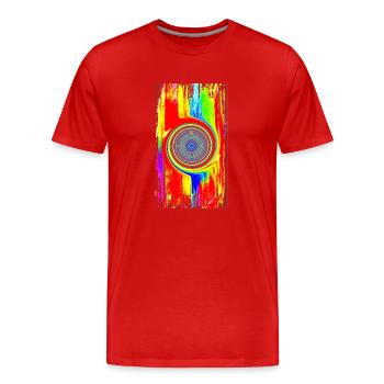 Peinture acrylique « LifeLine » par Marco Eckenbrecht - T-shirt bio Premium Homme - rouge - Devant - Damien (186cm)
