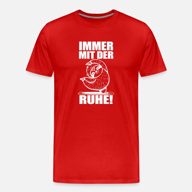 Faultier Fun Spruch - Männer Premium Bio T-Shirt - Rot