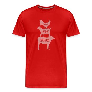 Des amis, pas de la nourriture - T-shirt bio Premium Homme - rouge - Devant - Damien (186cm)