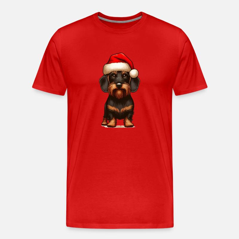 Weihnachtsdackel - Männer Premium Bio T-Shirt - Rot