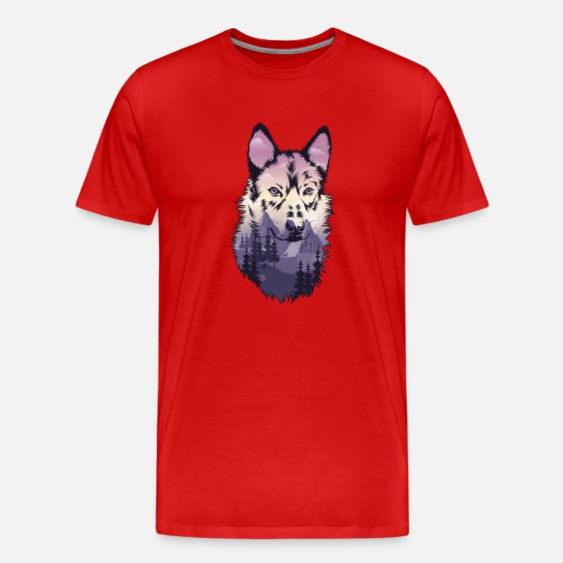 Wolf Schäferhund Hund - Männer Premium Bio T-Shirt - Rot