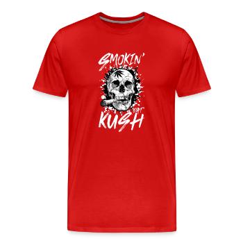 OG Kush Raucher Totenkopf Joint - Männer Premium Bio T-Shirt - Rot - Vorne - Damien (186cm)