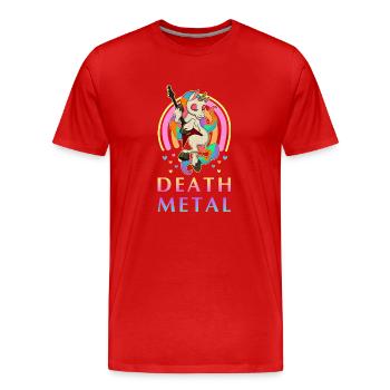 Gitarre Einhorn Musiker Rock Band Regenbogen - Männer Premium Bio T-Shirt - Rot - Vorne - Damien (186cm)