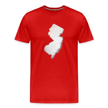 New Jersey (États-Unis) | Vrai volley-ball | Carte - T-shirt bio Premium Homme - rouge - Devant - Damien (186cm)
