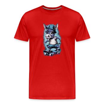 Esel auf Skateboard Skater Skateboarding für - Männer Premium Bio T-Shirt - Rot - Vorne - Damien (186cm)