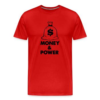 Argent et pouvoir1 - T-shirt bio Premium Homme - rouge - Devant - Damien (186cm)
