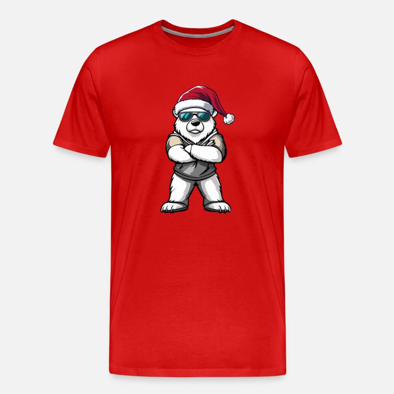 Eisbär Weihnachtsmann - Männer Premium Bio T-Shirt - Rot
