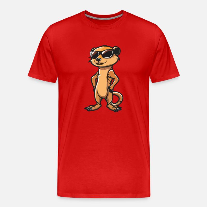 Erdmännchen Comic Cool - Männer Premium Bio T-Shirt - Rot