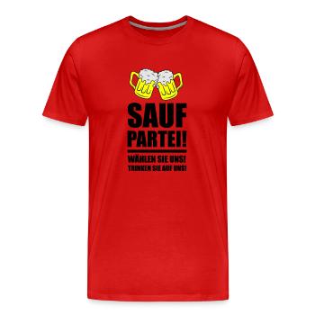 Sauf Party - T-shirt bio Premium Homme - rouge - Devant - Damien (186cm)