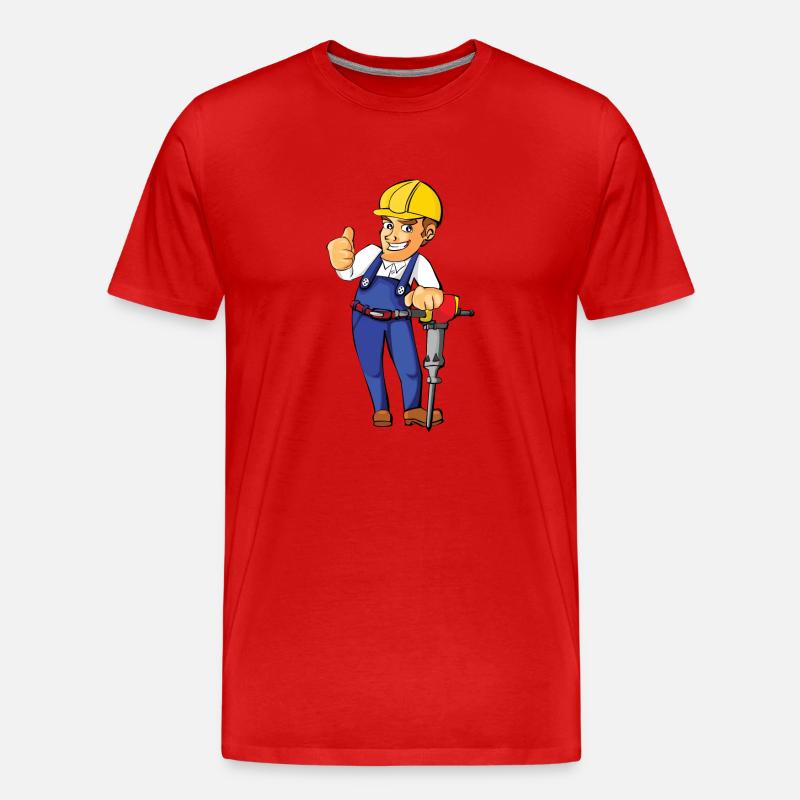 construction worker bauarbeiter strassenbau2 - Männer Premium Bio T-Shirt - Rot