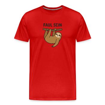 Faul sein - Männer Premium Bio T-Shirt - Rot - Vorne - Damien (186cm)