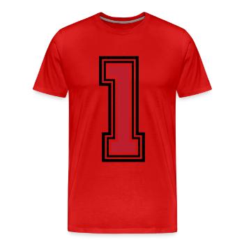 1 number symbol - Men's Premium Organic T-Shirt - red - Front - Damien (186cm)