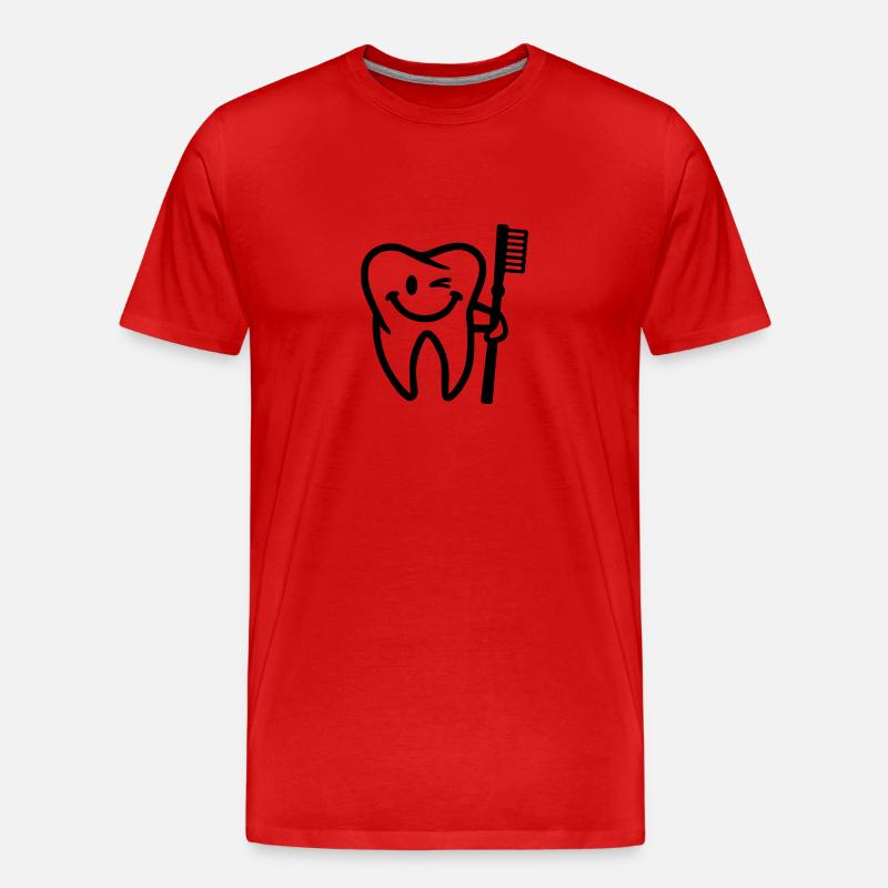 Zahn - Männer Premium Bio T-Shirt - Rot