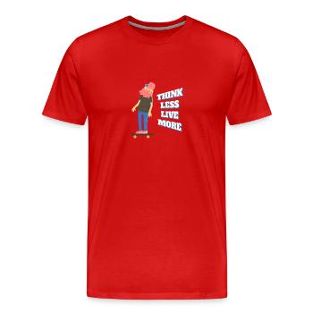 Pensez moins vivez plus - T-shirt bio Premium Homme - rouge - Devant - Damien (186cm)