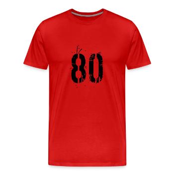 Nummer 80 - Männer Premium Bio T-Shirt - Rot - Vorne - Damien (186cm)