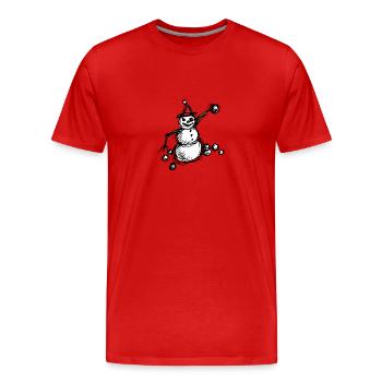 Bonhomme de neige en colère heureux bonhomme de neige d'hiver - T-shirt bio Premium Homme - rouge - Devant - Damien (186cm)
