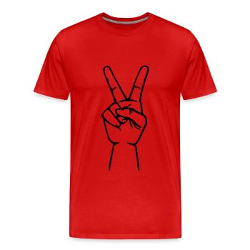 Peace sign victory sign hand - Men's Premium Organic T-Shirt - red - Front - Damien (186cm)