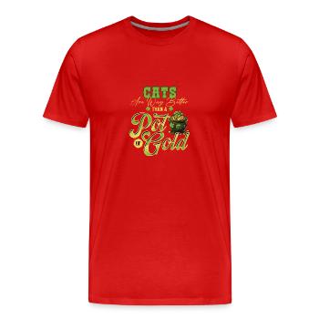 Les chats valent mieux qu’un pot d’or - T-shirt bio Premium Homme - rouge - Devant - Damien (186cm)