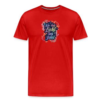 Wo das Licht uns führt - Männer Premium Bio T-Shirt - Rot - Vorne - Damien (186cm)