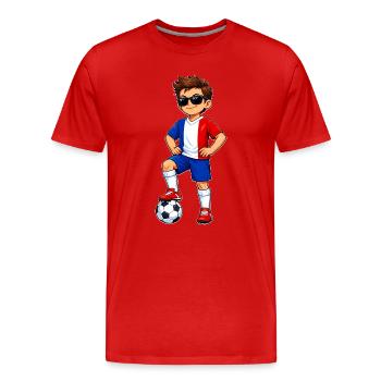 Soccer Boy France Fan Drapeau français - T-shirt bio Premium Homme - rouge - Devant - Damien (186cm)