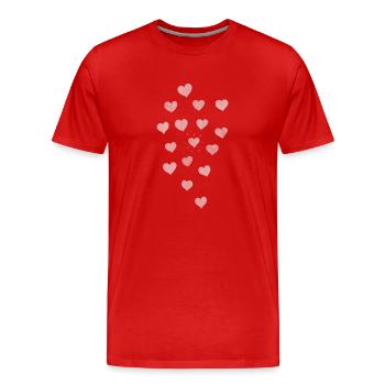 2020 07 28 gribouillis coeurs rose teinte - T-shirt bio Premium Homme - rouge - Devant - Damien (186cm)