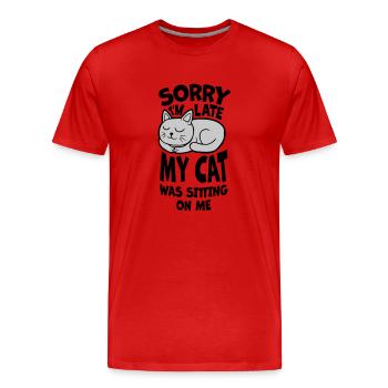 désolé chat était assis - T-shirt bio Premium Homme - rouge - Devant - Damien (186cm)