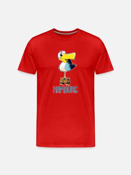 lustige Möwe Hamburg - Männer Premium Bio T-Shirt - Rot