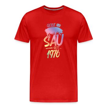 1976 Geile Sau - Männer Premium Bio T-Shirt - Rot - Vorne - Damien (186cm)