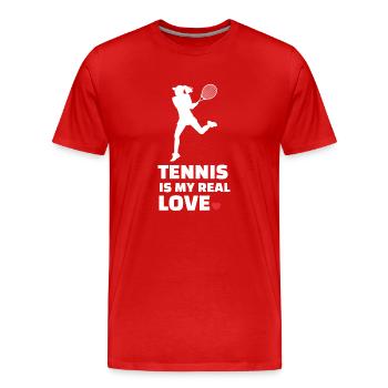 I love tennis - Men's Premium Organic T-Shirt - red - Front - Damien (186cm)