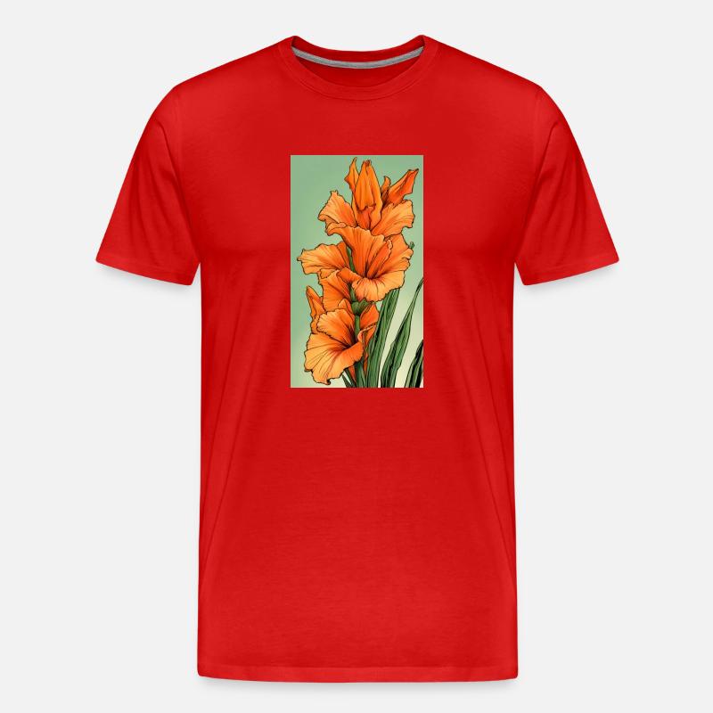 Orange Gladiolus Gladiolus - Männer Premium Bio T-Shirt - Rot